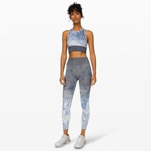 Lululemon Ebb To Train Bra Luna‎ Wash Long Line High Neck Crop Tank